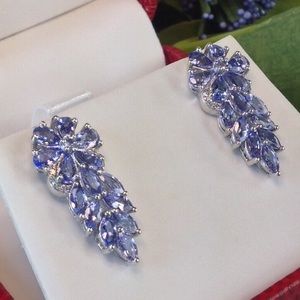 Genuine Tanzanite & Zircon Earrings 5.06 cts